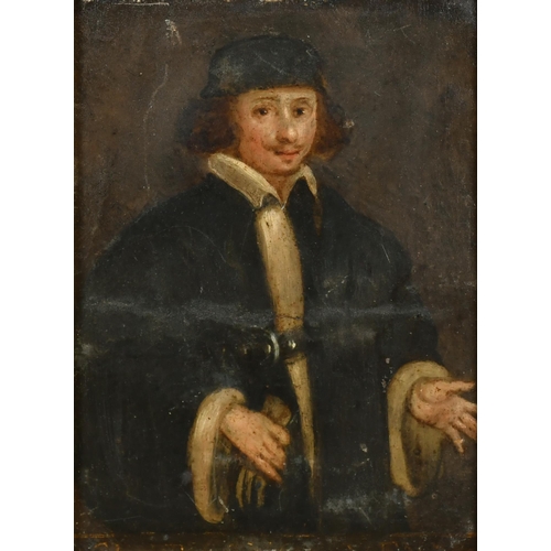 27 - 18th Century Venetian School. A Venetian Gentleman, Oil on metal, Indistinctly inscribed, 5