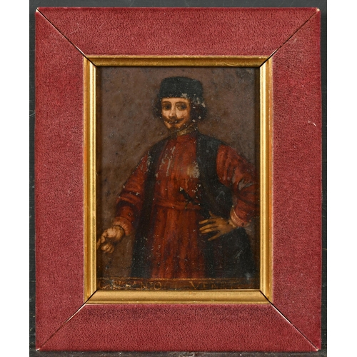 27 - 18th Century Venetian School. A Venetian Gentleman, Oil on metal, Indistinctly inscribed, 5