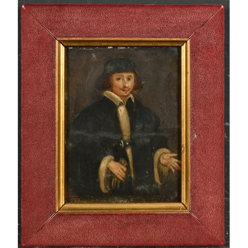 27 - 18th Century Venetian School. A Venetian Gentleman, Oil on metal, Indistinctly inscribed, 5