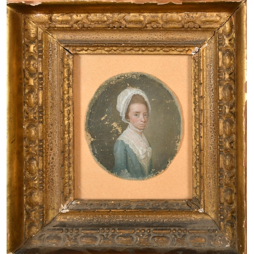 32 - 18th Century English School. Bust Portrait of a Lady, Oil on unstretched canvas, Oval 4.5