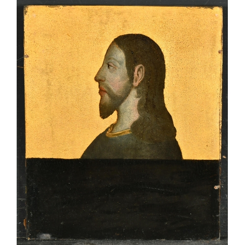 34 - 19th Century Dutch School. The Head of Christ, Oil on Paper laid down, possibly over a print, Unfram... 