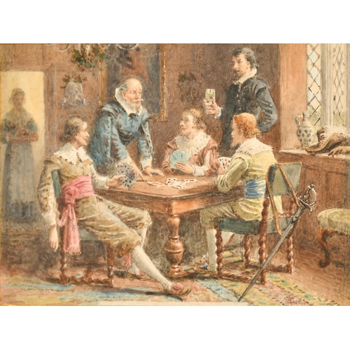 55 - George Goodwin Kilburne (1839-1924) British. A Game of Cards, Watercolour, Signed with initials, 3.2... 