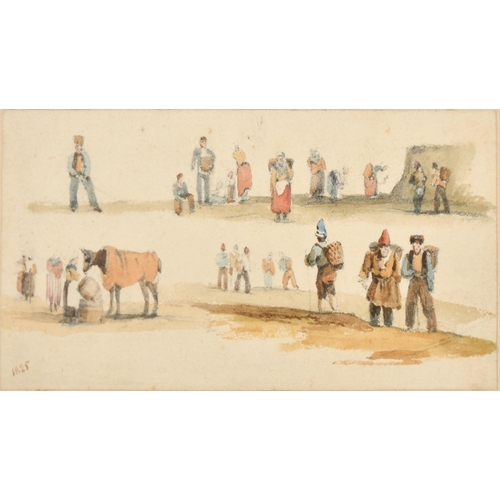 58 - Attributed to Charles John Mayle Whichelo (1784-1865) British. Figure Studies, Watercolour and penci... 