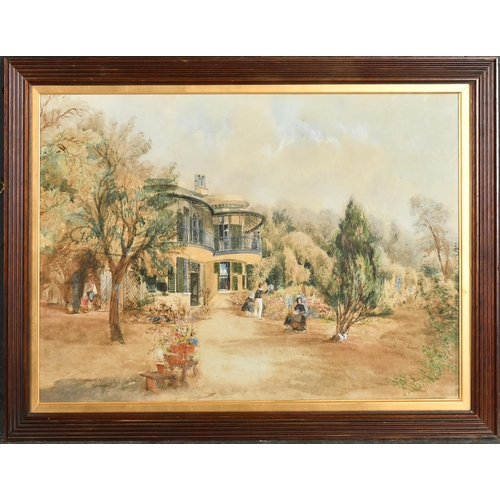 59 - 19th Century English School. A Colonial House with Figures in the foreground, Watercolour, 15