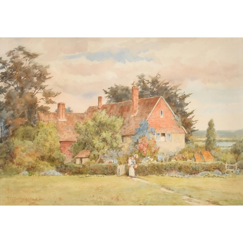 61 - Thomas Nicholson Tyndale (1860-1930) British. A Mother and Child by a Cottage, Watercolour, Signed, ... 