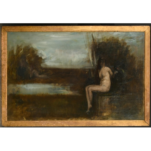 69 - Attributed to Sydney Starr (1857-1925) British. A Seated Nude in a Landscape, Oil on canvas, 22