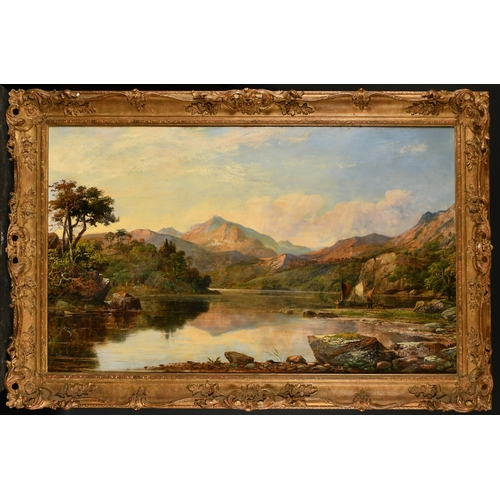 75 - George Frederick Buchanan (1800-1864) British. A Mountainous River Landscape with Figures by Sailing... 