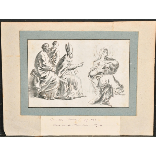 9 - Attributed to Cornelis Schut (1597-1655) Flemish. Figure Studies, Ink, Inscribed on mount, Unframed ... 