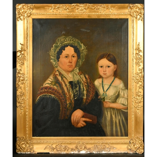 91 - 19th Century Scottish School. Portrait of a Mother and Daughter, Oil on canvas, 36