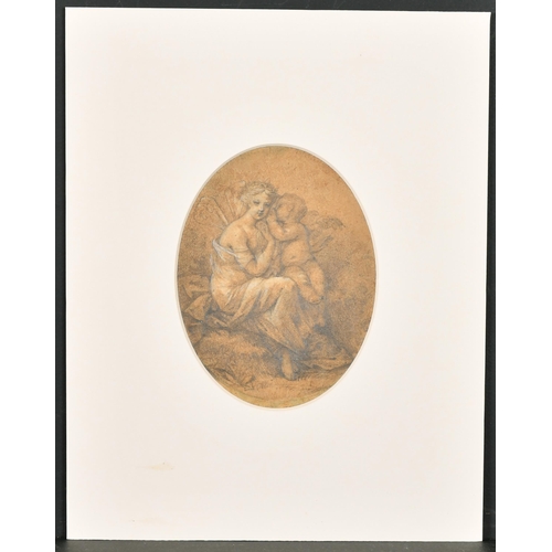 11 - Circle of Angelica Kauffman (1741-1807) Swiss. Study of a Maiden with a Cherub, Watercolour and penc... 