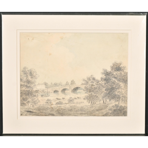 13 - 18th Century English School. A Cottage in a Landscape, Pencil and wash, Unframed 10.5