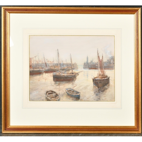 131 - Henry Charles Brewer (1866-1950) British. Boats in St Ives Harbour, Watercolour, Signed in pencil, 1... 