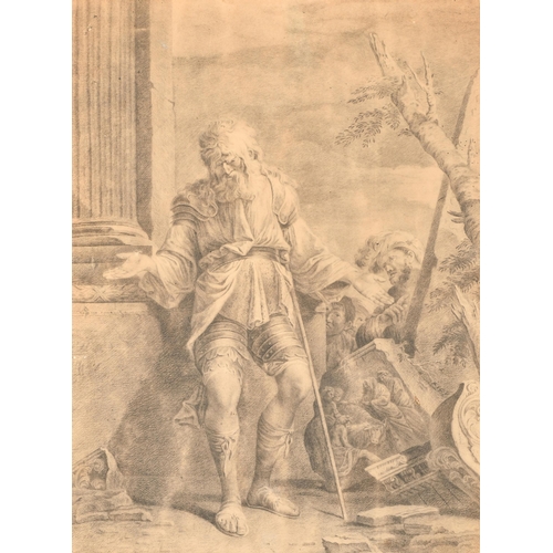 14 - 18th Century Italian School. A Figure Standing in Ruins, Pencil, Unframed 18