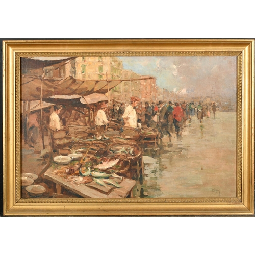 159 - Late 19th Century Spanish School. A Fish Market, Oil on canvas, Indistinctly signed, 15