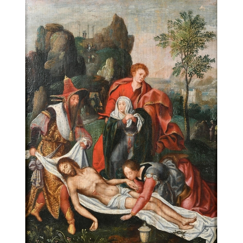 16 - 17th Century Dutch School. The Lamentation, Oil on Panel, In a fine Dutch darkwood Frame, 10