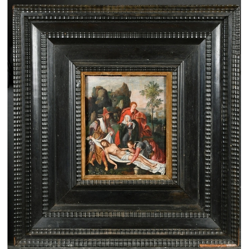 16 - 17th Century Dutch School. The Lamentation, Oil on Panel, In a fine Dutch darkwood Frame, 10