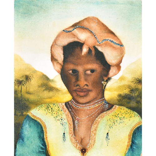 164 - Late 20th Century Caribbean School. Half Length Study of a Lady, Oil on panel, Signed with initials ... 