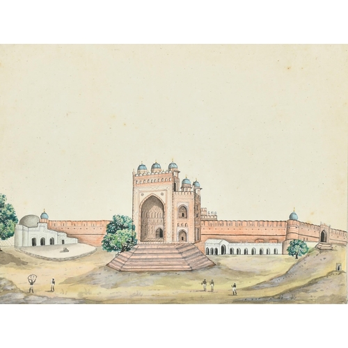 165 - 19th Century Indian School. Study of a Palace, Watercolour, Mounted, unframed 5.5