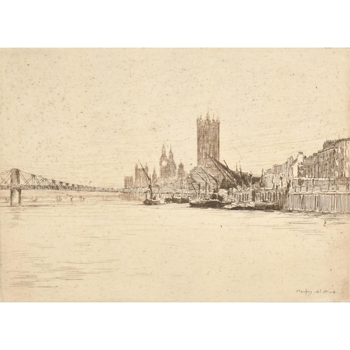 168 - Mortimer Luddington Menpes (1855-1938) British. 'Westminster', Etching, Signed in pencil, Unframed 4... 