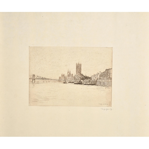 168 - Mortimer Luddington Menpes (1855-1938) British. 'Westminster', Etching, Signed in pencil, Unframed 4... 