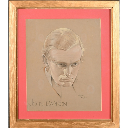 180 - Thomas Manton (20th Century) British. Portrait of John Barron (Actor, 1920-2004), Pastel, Signed, in... 