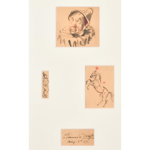 181 - Edward Brian Seago (1910-1974) British. Circus Studies of Clowns and a Horse, Watercolour and ink, f... 