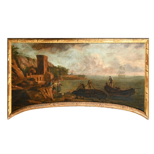 23 - 18th Century Italian School. A Mediterranean Coastal Scene with Figures, Oil on Canvas laid down, sh... 