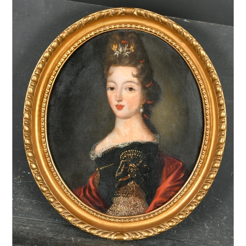 24 - 18th Century English School. A Portrait of a Young Beauty, Oil on canvas, Oval 16