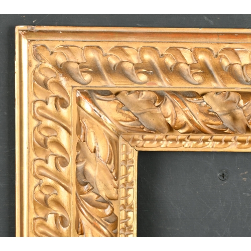 394 - 19th Century Italian School. A Carved Giltwood Reverse Profile Bolognese Frame, rebate 10.5