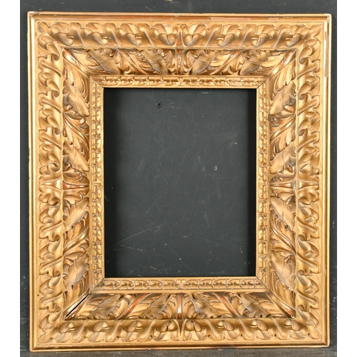 394 - 19th Century Italian School. A Carved Giltwood Reverse Profile Bolognese Frame, rebate 10.5