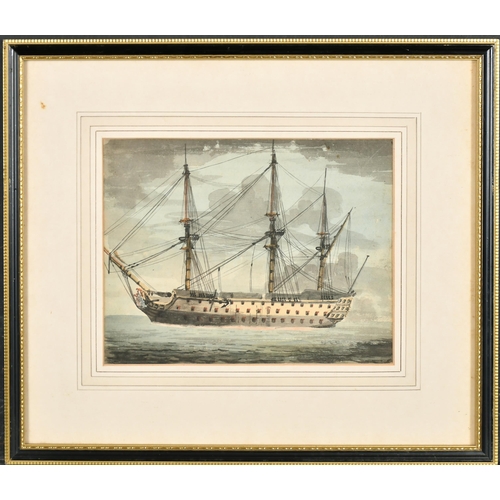 46 - Circle of John Nixon (c.1750-1818) British. Man O'War, Watercolour, 6