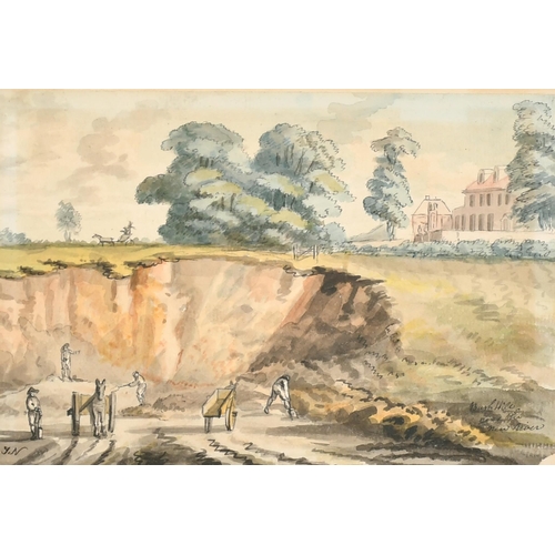 48 - John Nixon (c.1750-1818) British. 'Bush Hill near the River', Watercolour, Signed with initials, and... 