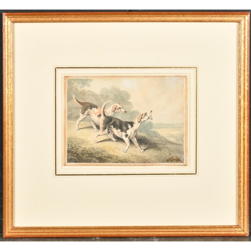 49 - Samuel Howitt (1756-1822) British. Study of Two Hounds, Watercolour, Signed, and inscribed on a labe... 