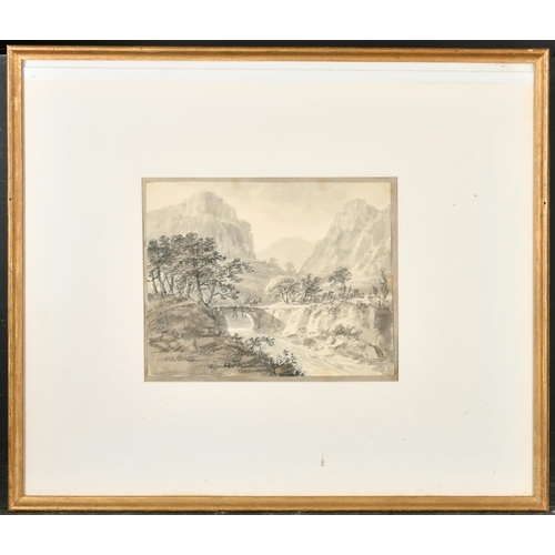 57 - Attributed to Thomas Sunderland (1744-1828) British. An Extensive Mountainous River Landscape, Water... 