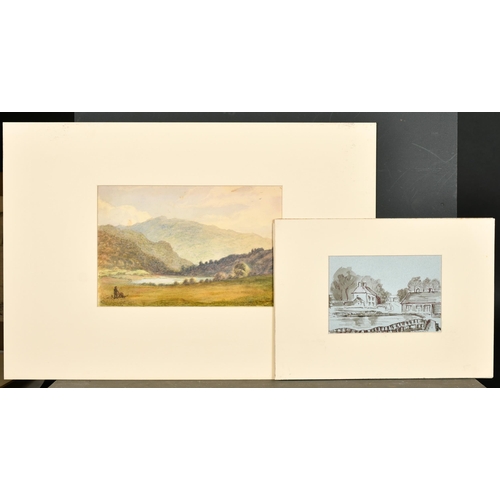 62 - James Bourne (1773-1854) British. A Mountainous River Landscape, Watercolour, Inscribed on mount 7.7... 