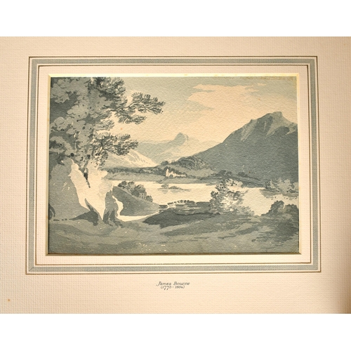 62 - James Bourne (1773-1854) British. A Mountainous River Landscape, Watercolour, Inscribed on mount 7.7... 