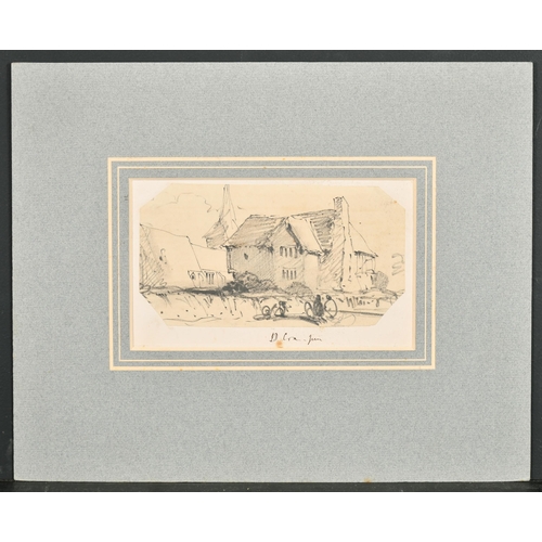 63 - Attributed to David Cox (1809-1885) British. Study of a House, Pencil, Inscribed on mount, Shaped 3