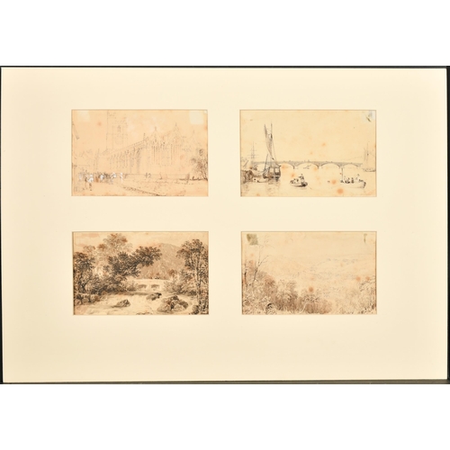 69 - Circle of John Ruskin (1819-1900) British. Study of a Cathedral with Figures in the foreground, Penc... 