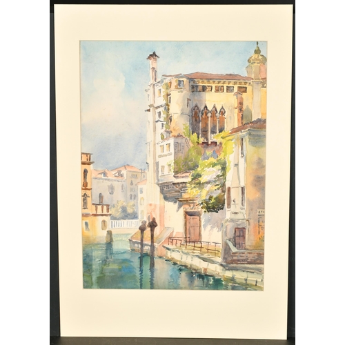 79 - Louise Blandy (19th-20th Century) British. A Venetian Canal Scene, Watercolour, Inscribed on a label... 