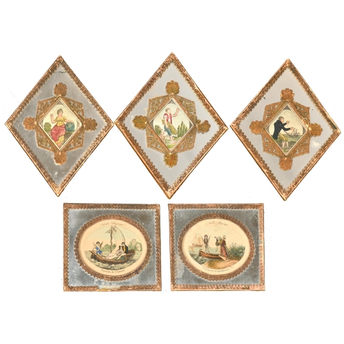 8 - 19th Century French School. A Set of Five Figures Studies in fine Romain Barillier Frames, Prints, D... 