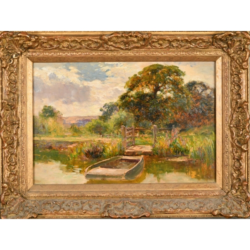 124 - Ernest Charles Walbourn (1872-1927) British. A River Landscape, Oil on board, With incised studio st... 