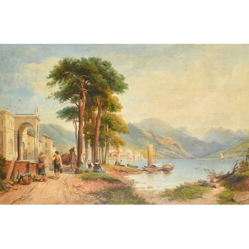 129 - Attributed to Augustus Wall Callcott (1779-1844) British. An Italianate River Landscape with Figures... 