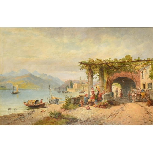 129 - Attributed to Augustus Wall Callcott (1779-1844) British. An Italianate River Landscape with Figures... 