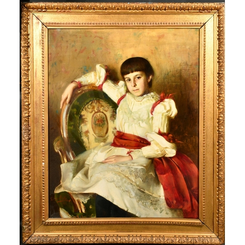 132 - Clara Muller (1862-1929) Swiss. A Portrait of Ruby Churchill, Oil on canvas, Signed and dated 1887, ... 