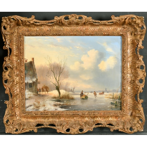 161 - Attributed to Charles Henri Joseph Leickert (1816-1907) Belgian. A Winter Skating Scene, Oil on pane... 