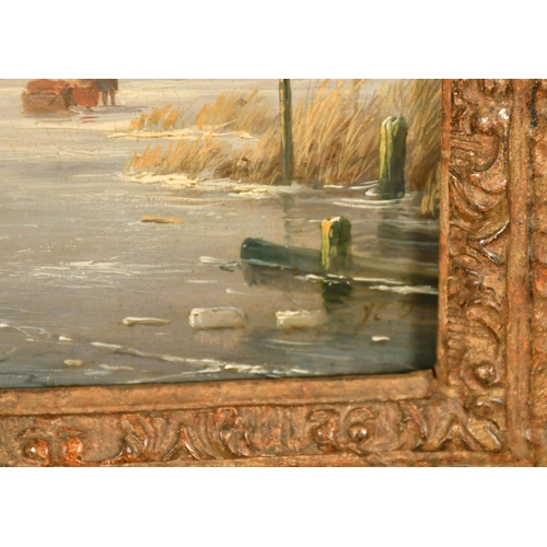 161 - Attributed to Charles Henri Joseph Leickert (1816-1907) Belgian. A Winter Skating Scene, Oil on pane... 