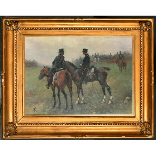 172 - T R (20th-21st Century) European. A Study of Cavalrymen, Oil on canvas, Signed with monogram, In a h... 