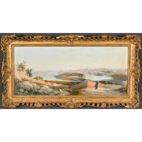 173 - Luigi Maria Galea (1847-1917) Maltese. A View of Valletta, Oil on board, Signed, 7.25