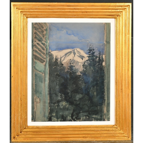 195 - Maria Vasilyevna Iakunchikova (1870-1902) Russian. A View of Mont Blanc through a Window, Watercolou... 