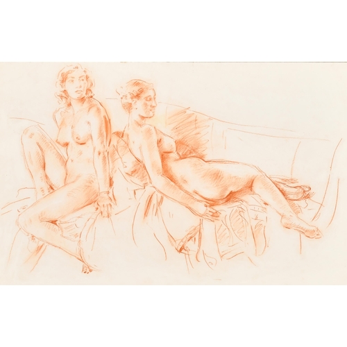 218 - Wilfred Gabriel de Glehn (1870-1951) British. Study of Naked Ladies on a Sofa, Red crayon, with stud... 